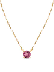 Natural Pink Tourmaline Solitaire Gold Necklace