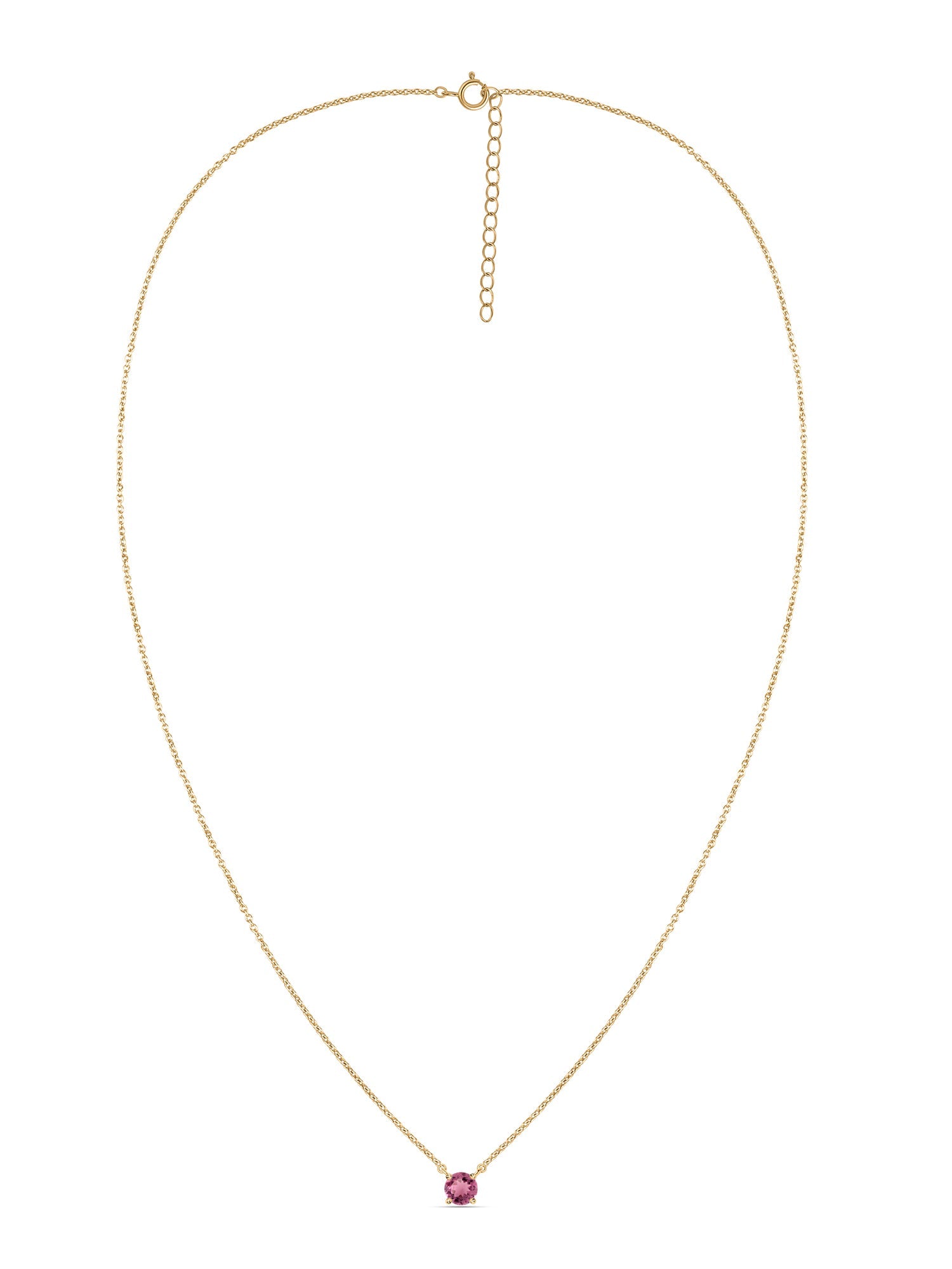 Natural Pink Tourmaline Solitaire Gold Necklace