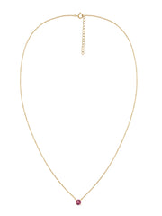 Natural Pink Tourmaline Solitaire Gold Necklace