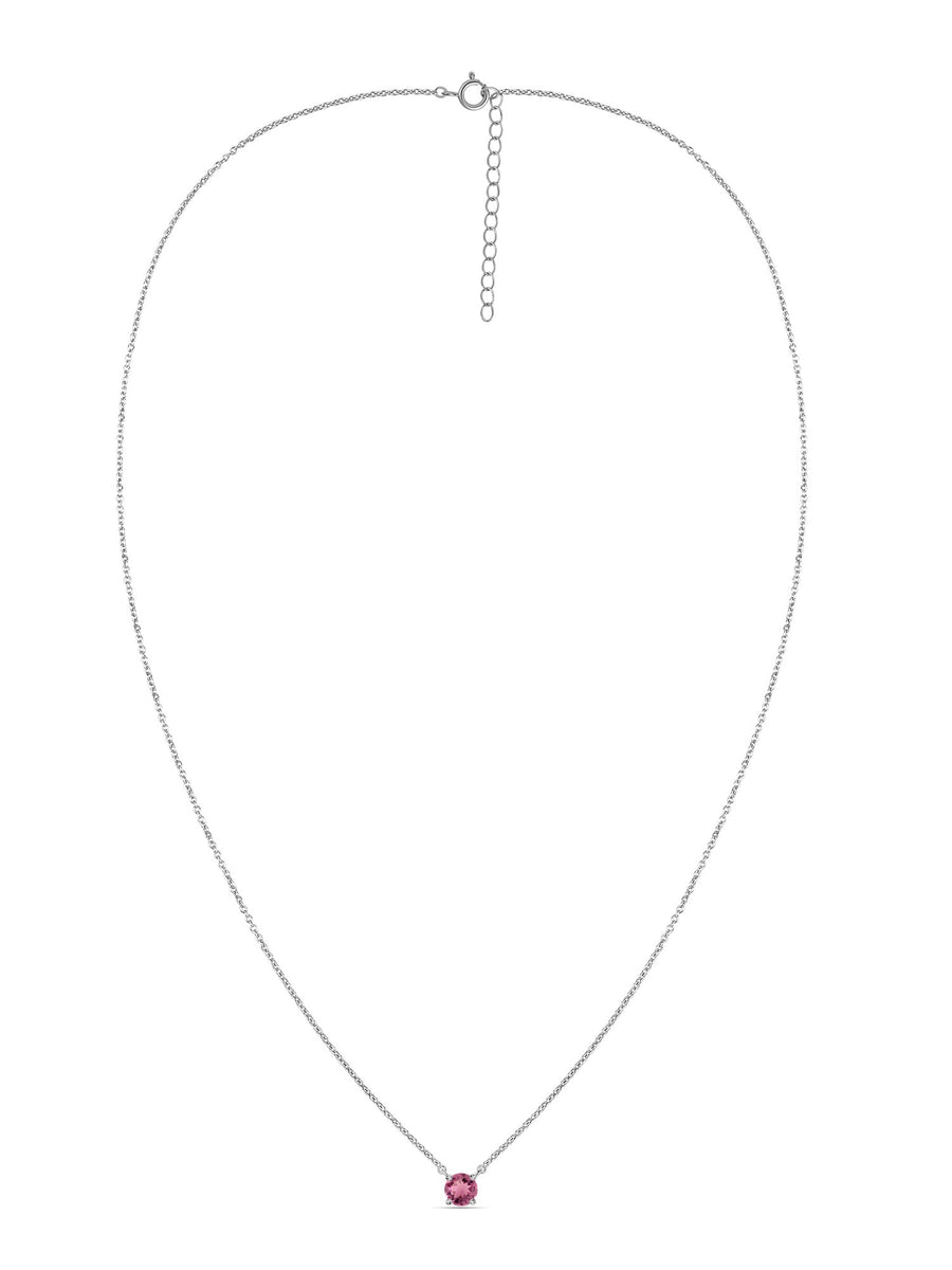 Natural Pink Tourmaline Solitaire Gold Necklace