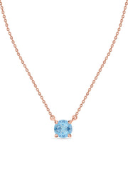 Natural Blue Topaz Solitaire Gold Necklace