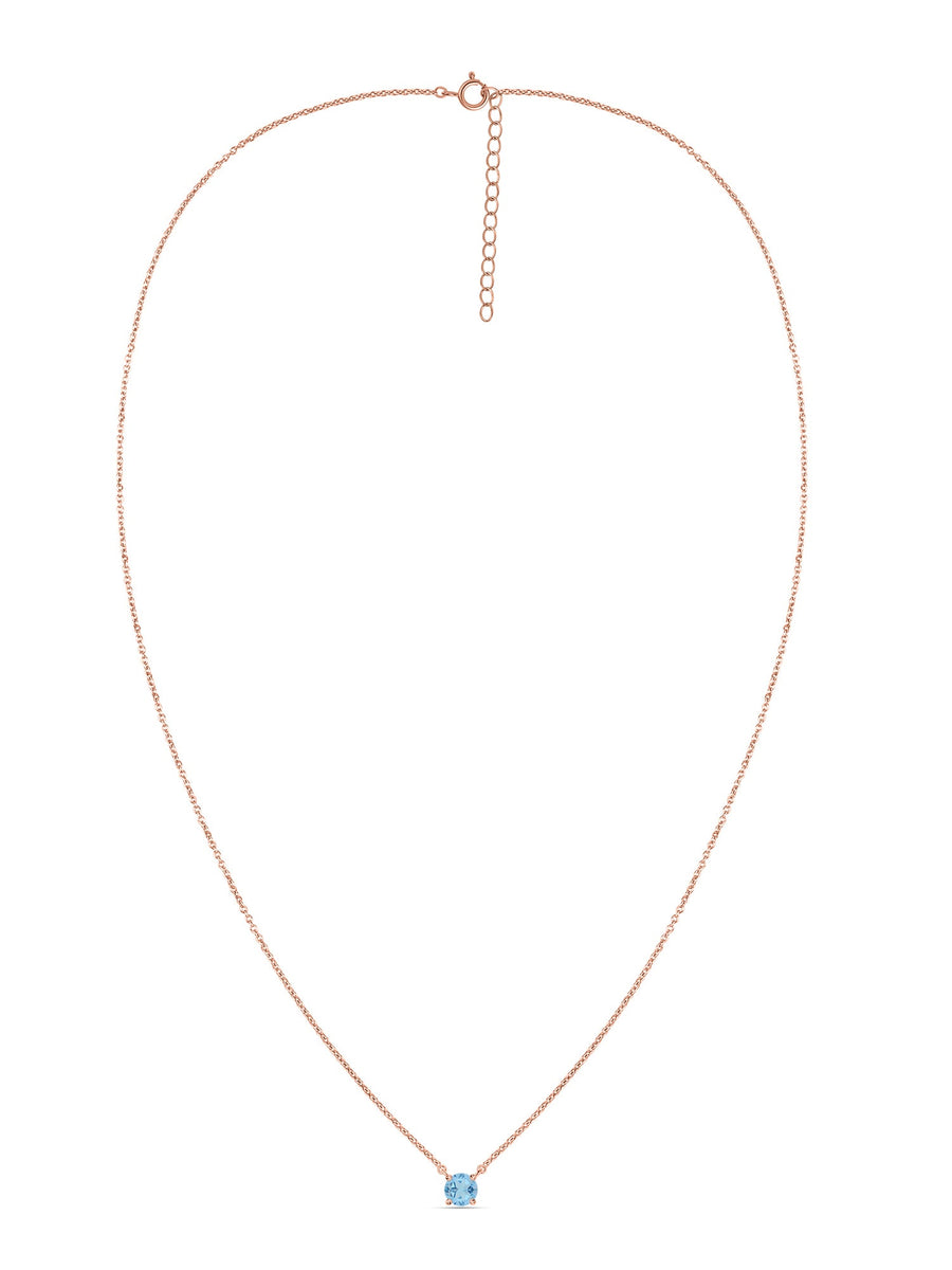 Natural Blue Topaz Solitaire Gold Necklace