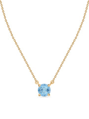 Natural Blue Topaz Solitaire Gold Necklace