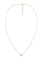 Natural Blue Topaz Solitaire Gold Necklace