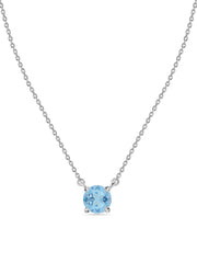 Natural Blue Topaz Solitaire Gold Necklace