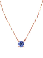 Natural Tanzanite Solitaire Gold Necklace