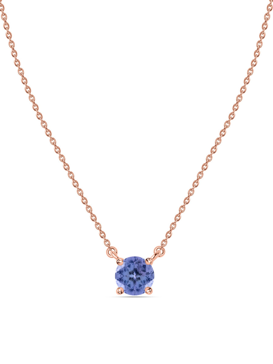 Natural Tanzanite Solitaire Gold Necklace