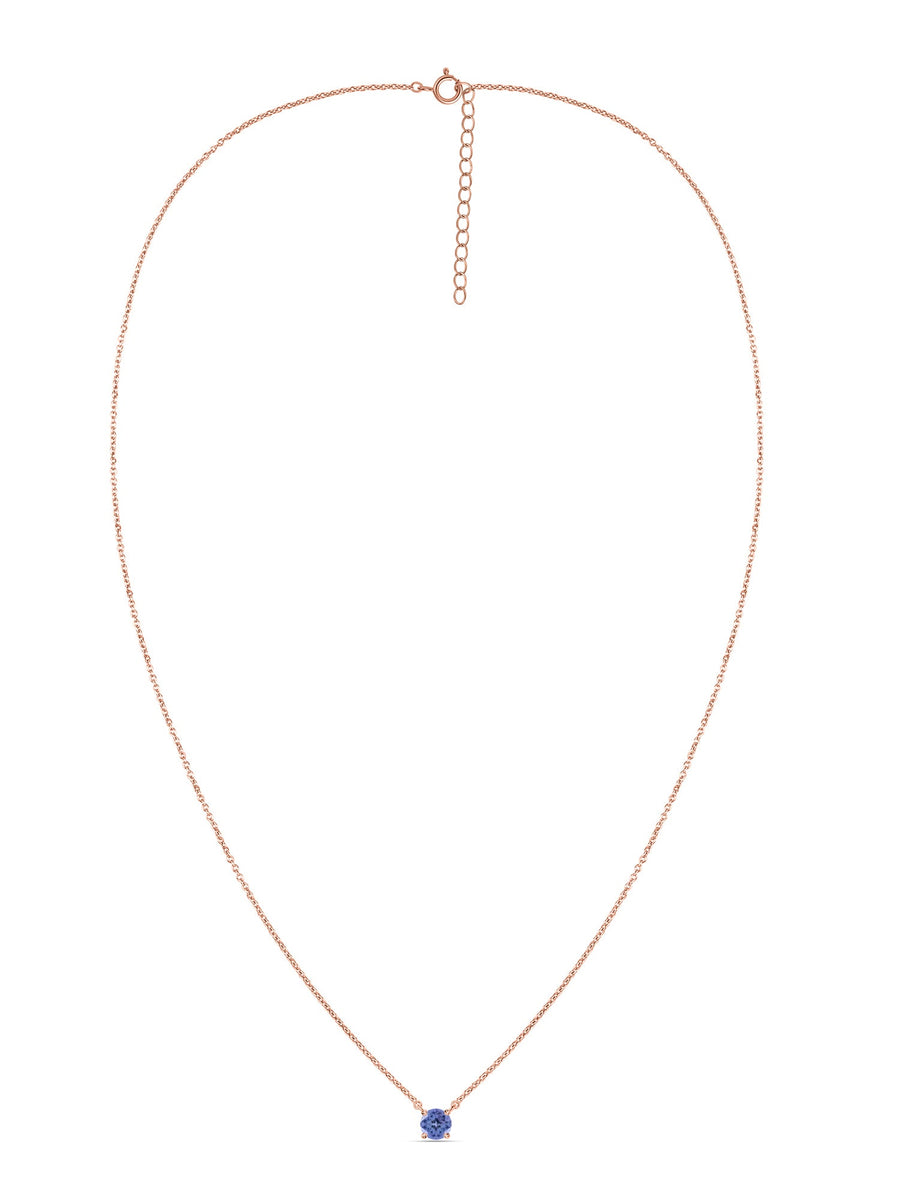 Natural Tanzanite Solitaire Gold Necklace