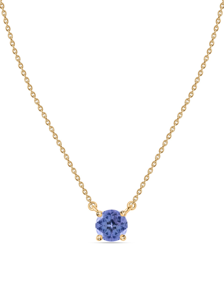Natural Tanzanite Solitaire Gold Necklace