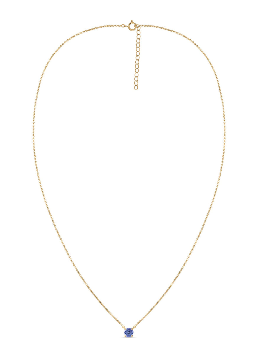 Natural Tanzanite Solitaire Gold Necklace