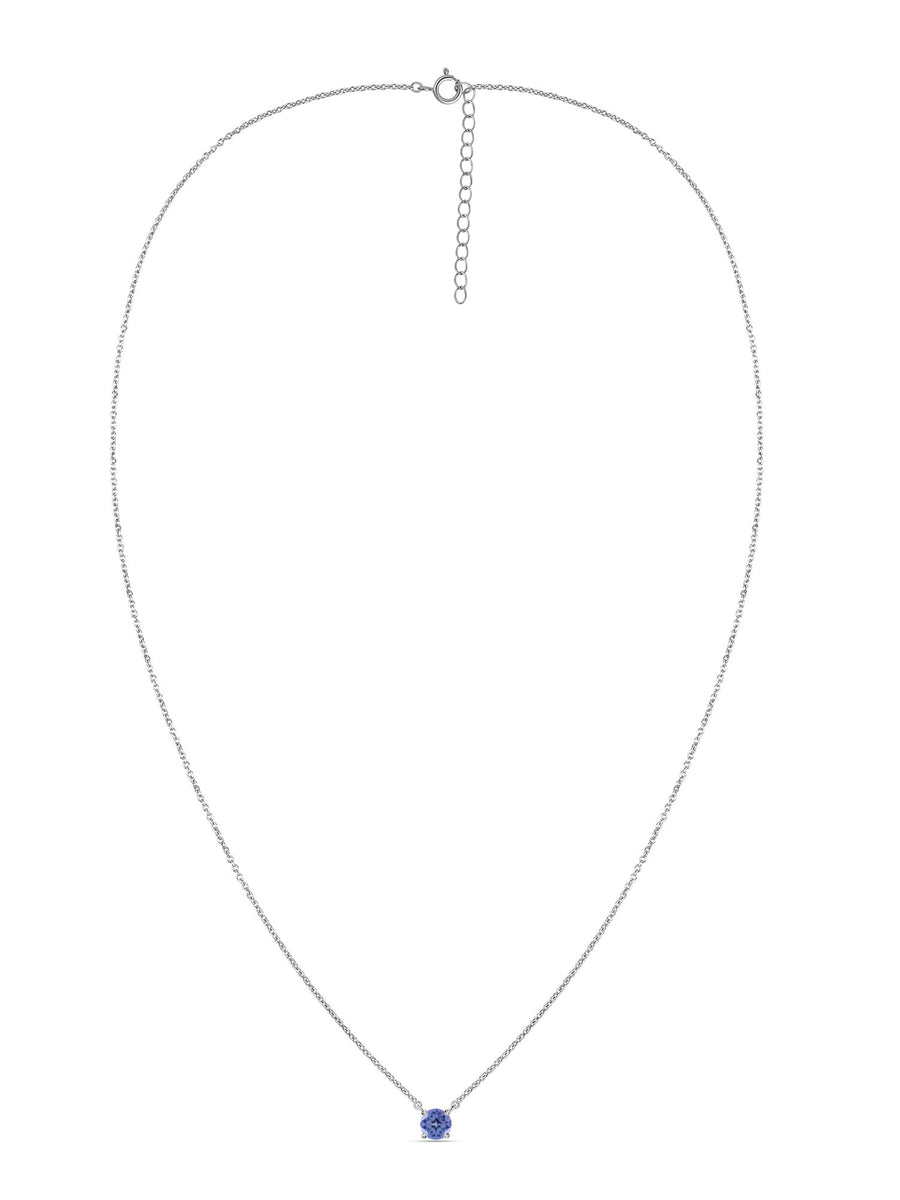 Natural Tanzanite Solitaire Gold Necklace