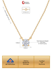 Lab Grown 0.50 Carat Solitaire Diamond Pendant With Chain