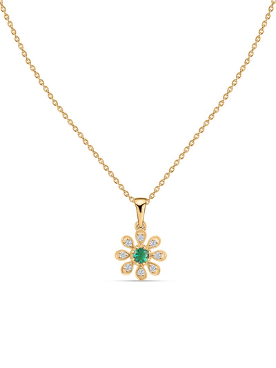 Emerald Flower Pendant For Women