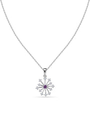 Snowflake Natural Amethyst Round Gold Pendant With Chain