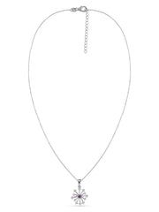 Snowflake Natural Amethyst Round Gold Pendant With Chain