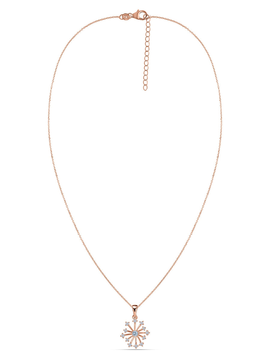 Snowflake Natural Aquamarine Gold Pendant With Chain