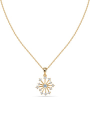 Snowflake Natural Aquamarine Gold Pendant With Chain