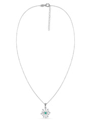 Snowflake Zambian Emerald Round Gold Pendant With Chain