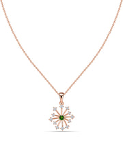 Snowflake Natural Chrome Diopside Round Gold Pendant With Chain