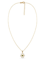 Snowflake Natural Chrome Diopside Round Gold Pendant With Chain