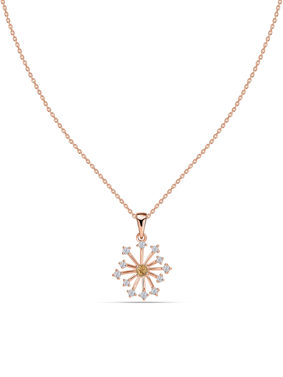 Snowflake Natural Citrine Gold Pendant With Chain