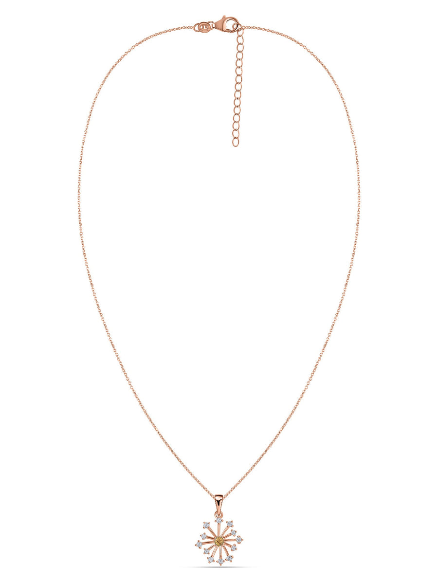 Snowflake Natural Citrine Gold Pendant With Chain