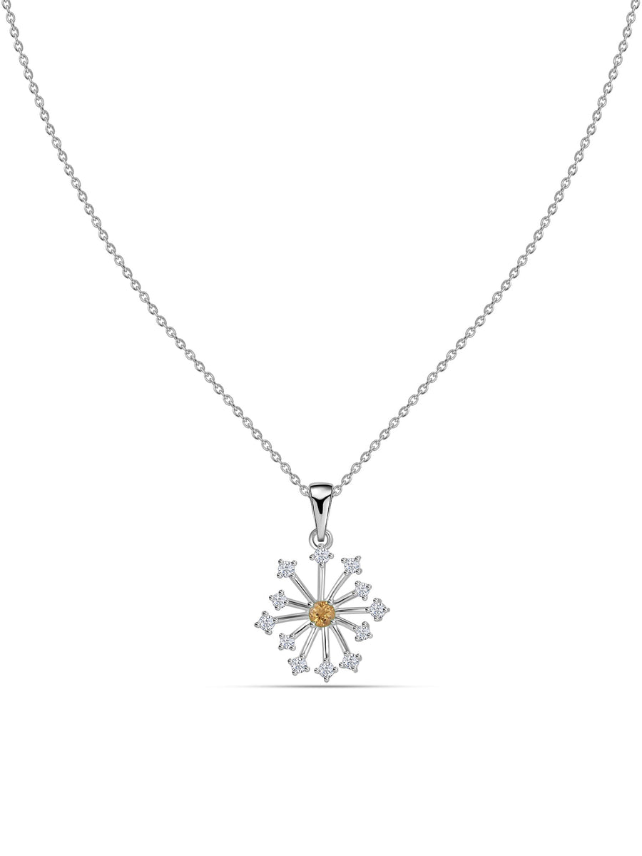 Snowflake Natural Citrine Gold Pendant With Chain