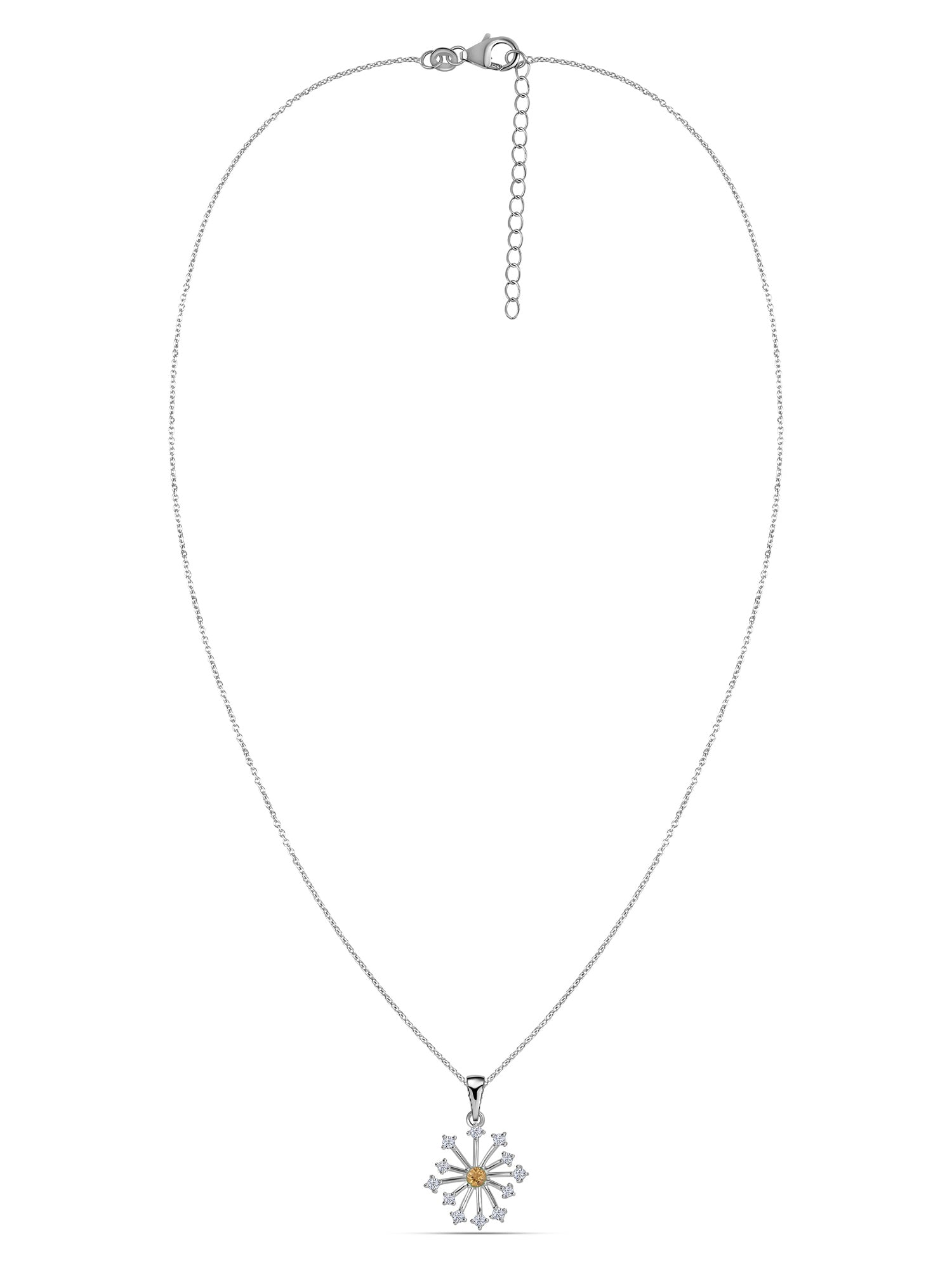 Snowflake Natural Citrine Gold Pendant With Chain