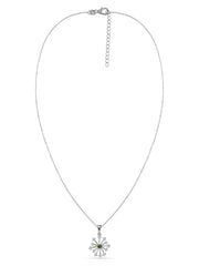 Snowflake Natural Green Tourmaline Round Gold Pendant With Chain