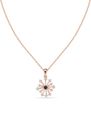 Snowflake Natural Iolite Round Gold Pendant With Chain