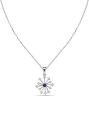 Snowflake Natural Iolite Round Gold Pendant With Chain