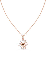 Snowflake Natural Madira Citrine Round Gold Pendant With Chain