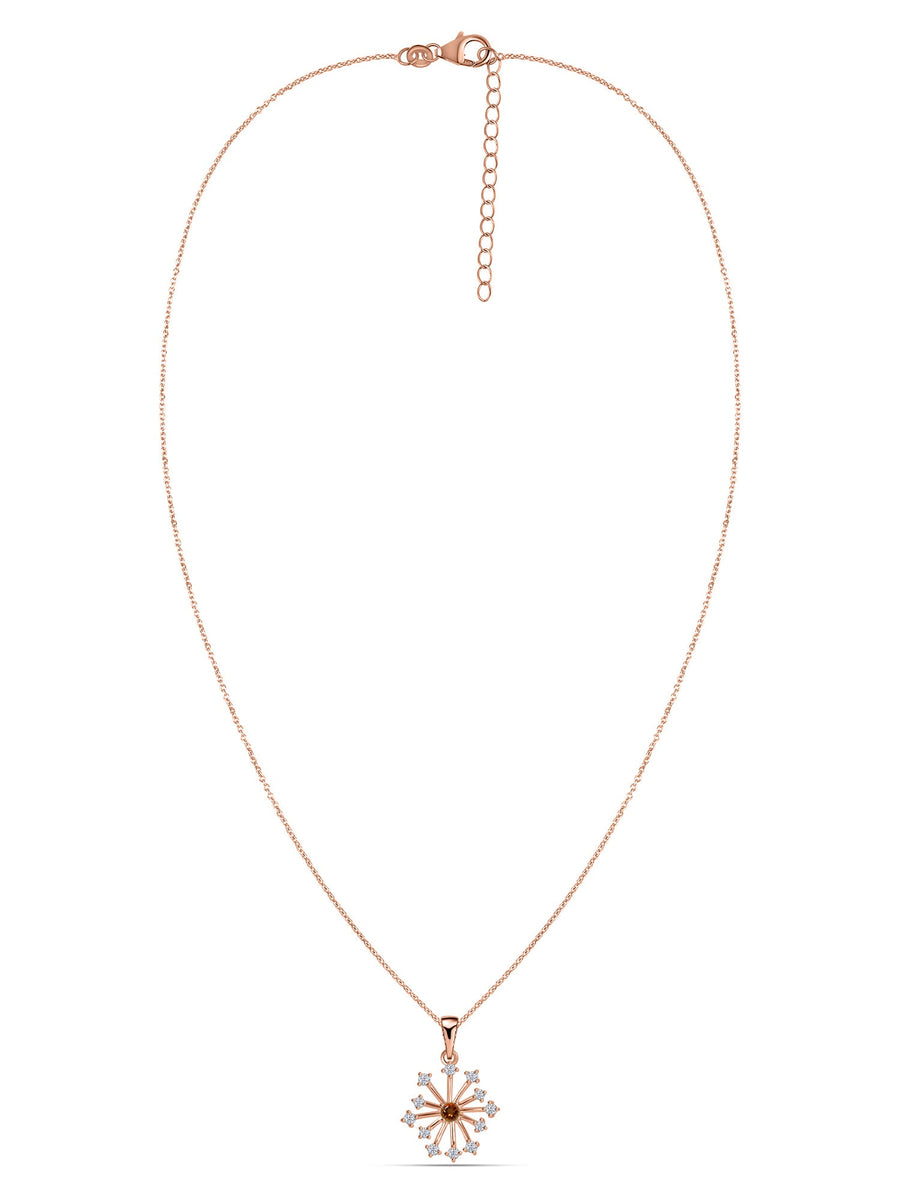 Snowflake Natural Madira Citrine Round Gold Pendant With Chain