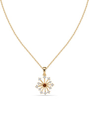 Snowflake Natural Madira Citrine Round Gold Pendant With Chain