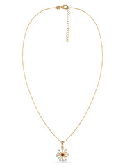 Snowflake Natural Madira Citrine Round Gold Pendant With Chain