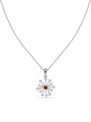 Snowflake Natural Madira Citrine Round Gold Pendant With Chain