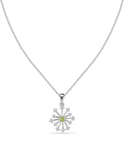 Snowflake Natural Peridot Round Gold Pendant With Chain