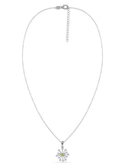 Snowflake Natural Peridot Round Gold Pendant With Chain