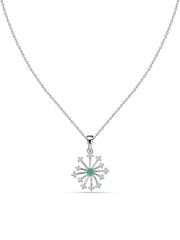 Snowflake Natural Sakota Emerald Gold Pendant With Chain