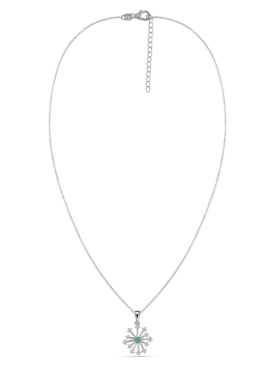 Snowflake Natural Sakota Emerald Gold Pendant With Chain