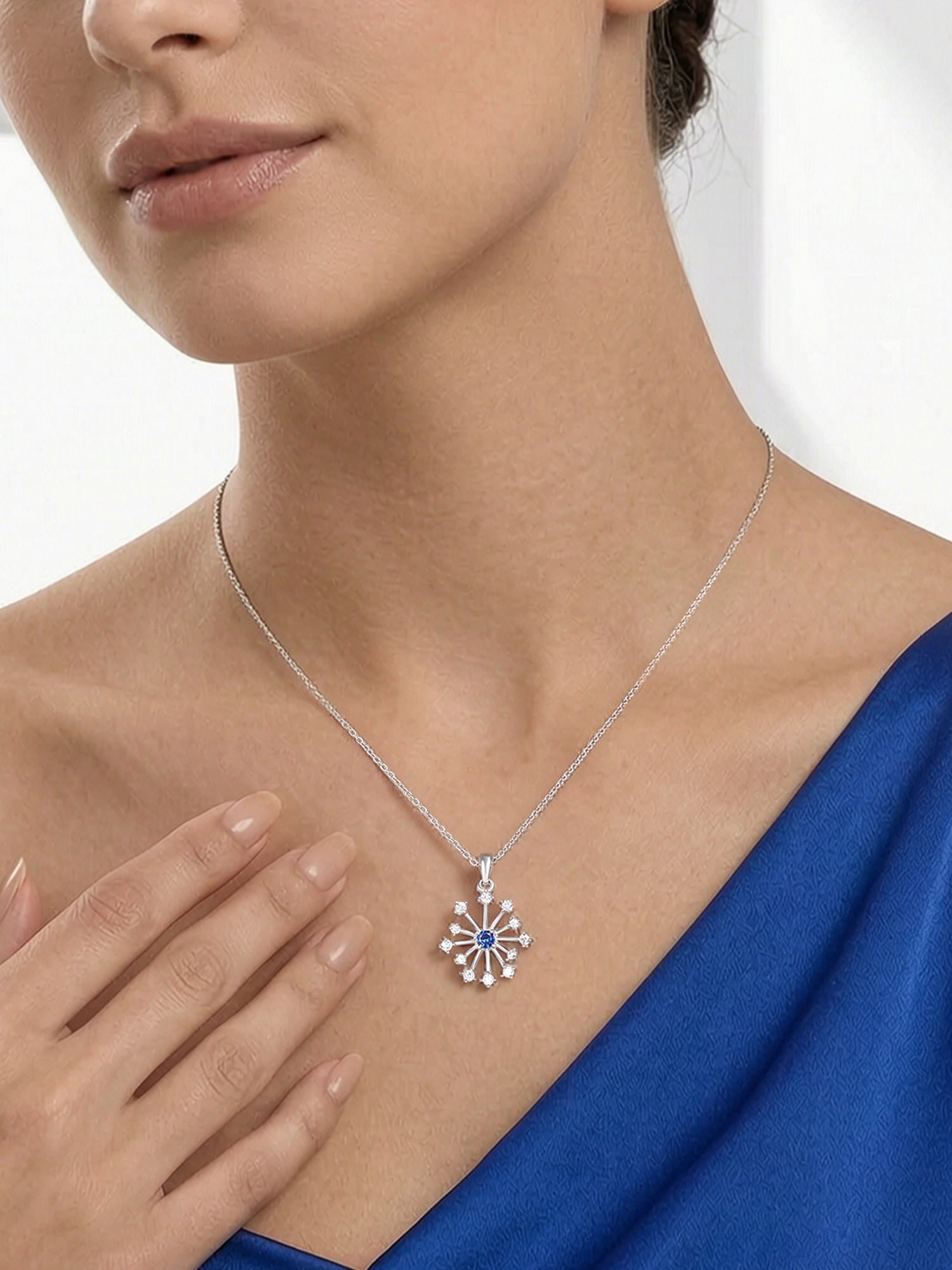 Sparkles Blue Sapphire Pendant For Women