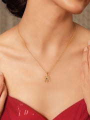Flower Emerald Pendant With Chain For Women
