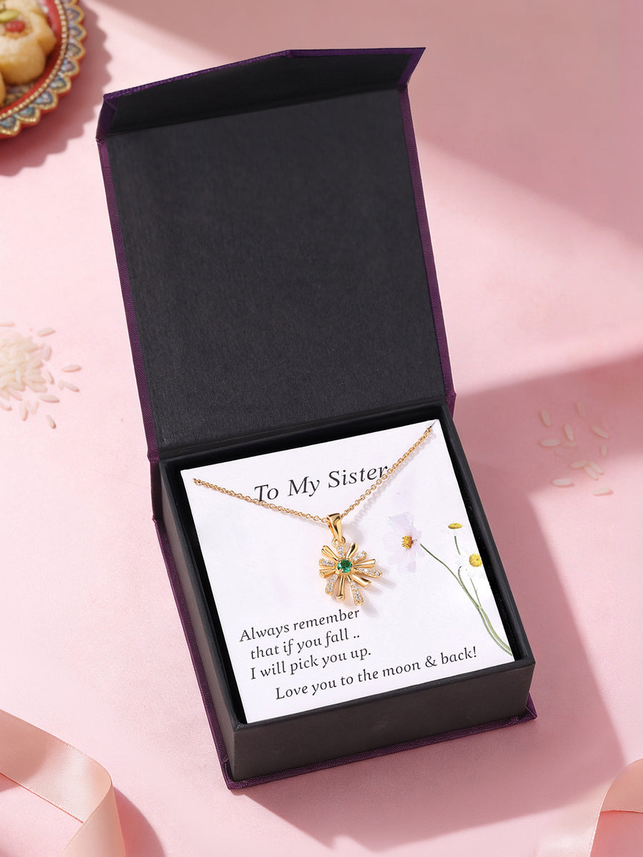 Flower Emerald Pendant With Chain For Women