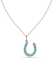 Turquoise Horseshoe Gold Pendant with Chain