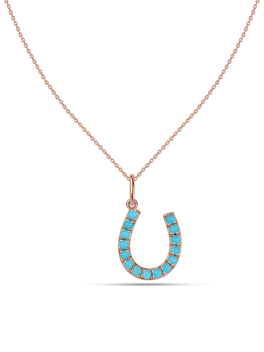 Turquoise Horseshoe Gold Pendant with Chain