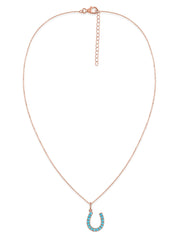 Turquoise Horseshoe Gold Pendant with Chain