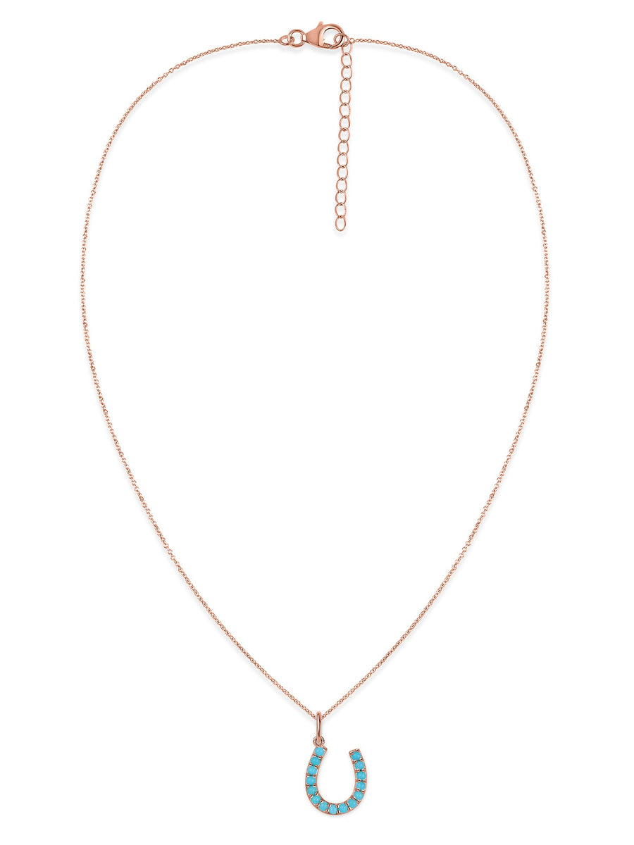 Turquoise Horseshoe Gold Pendant with Chain