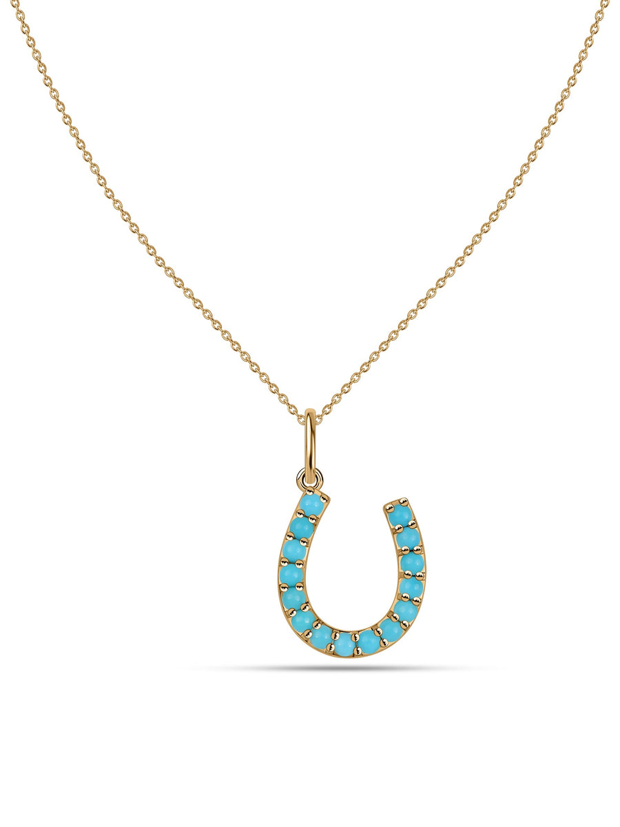 Turquoise Horseshoe Gold Pendant with Chain