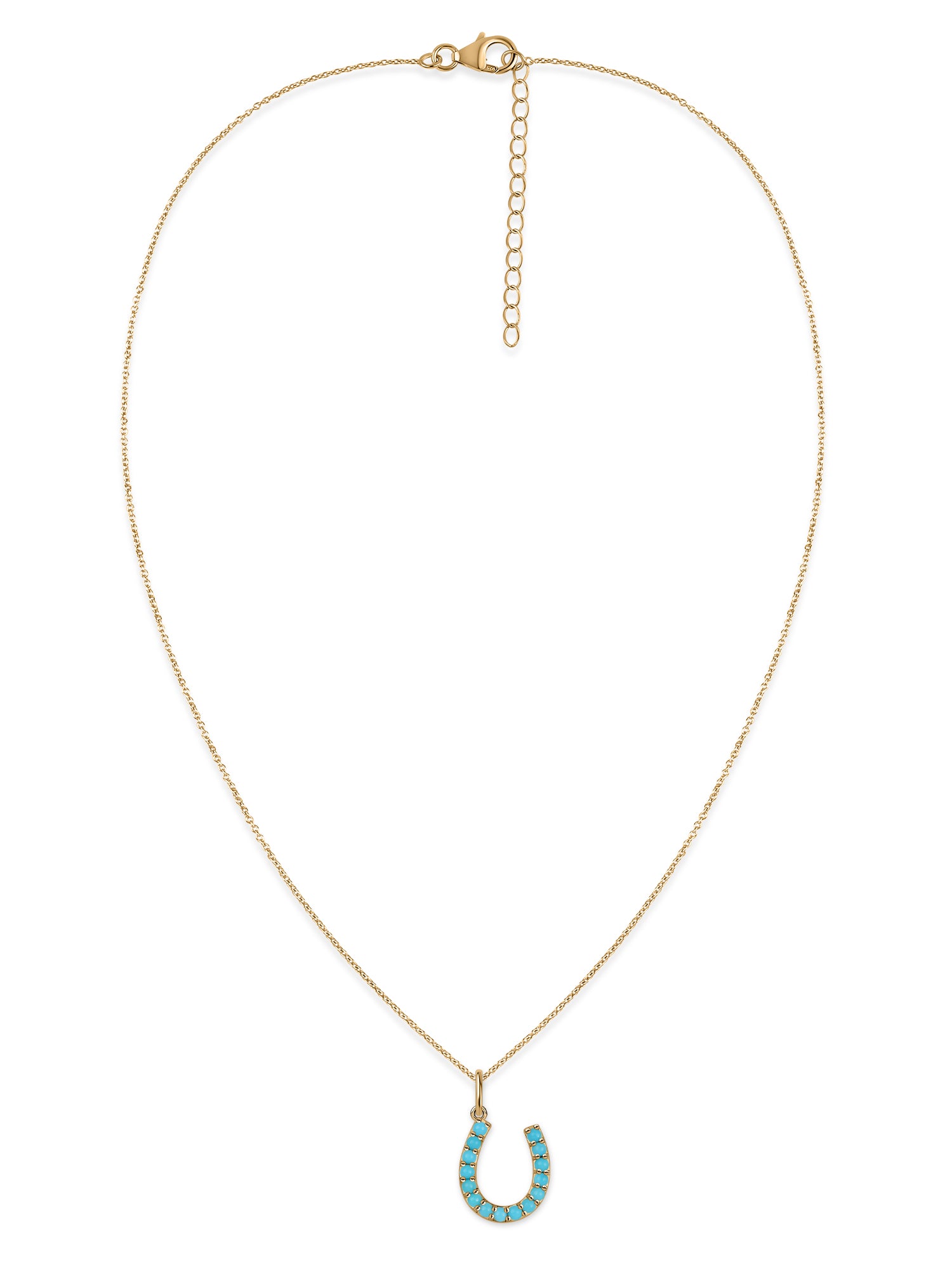 Turquoise Horseshoe Gold Pendant with Chain