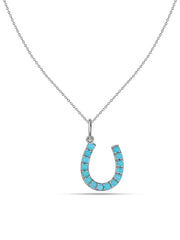 Turquoise Horseshoe Gold Pendant with Chain